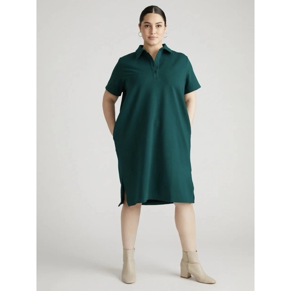 NEW Universal Standard Varsity French Terry Polo Dress in Botanic Size S (14/16) - Picture 1 of 5